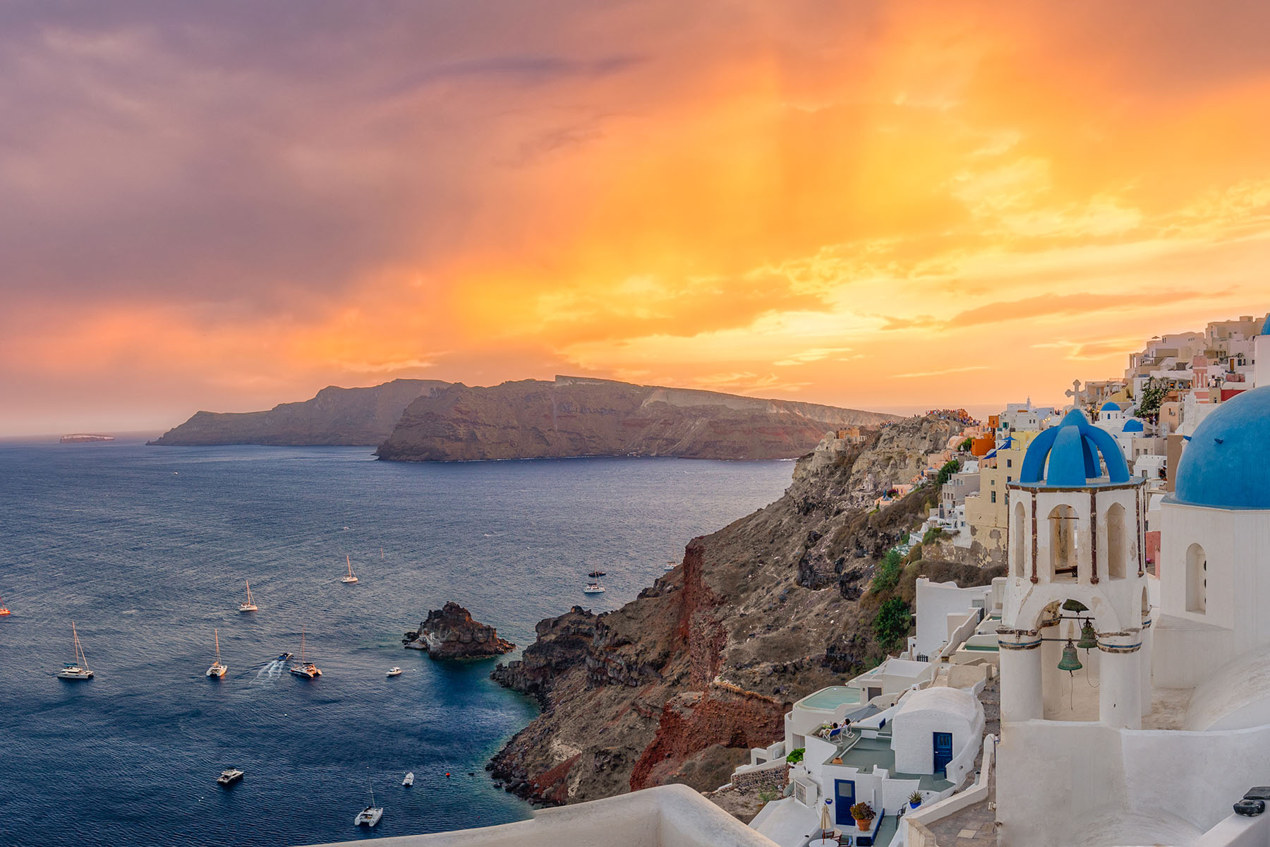 vacker havsutsikt från toppen av Santorini