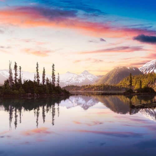 Garibaldi Lake i Whistler Kanada i solnedgång