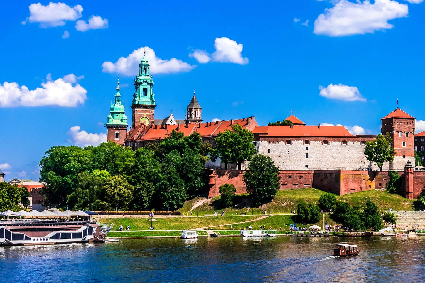 stadsmuren i Krakow huvudstaden i Polen