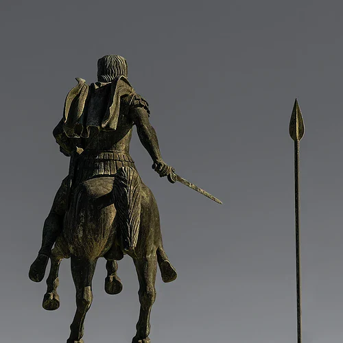 Staty av Alexander the Great redo till anfall på Thessaloniki I Grekland