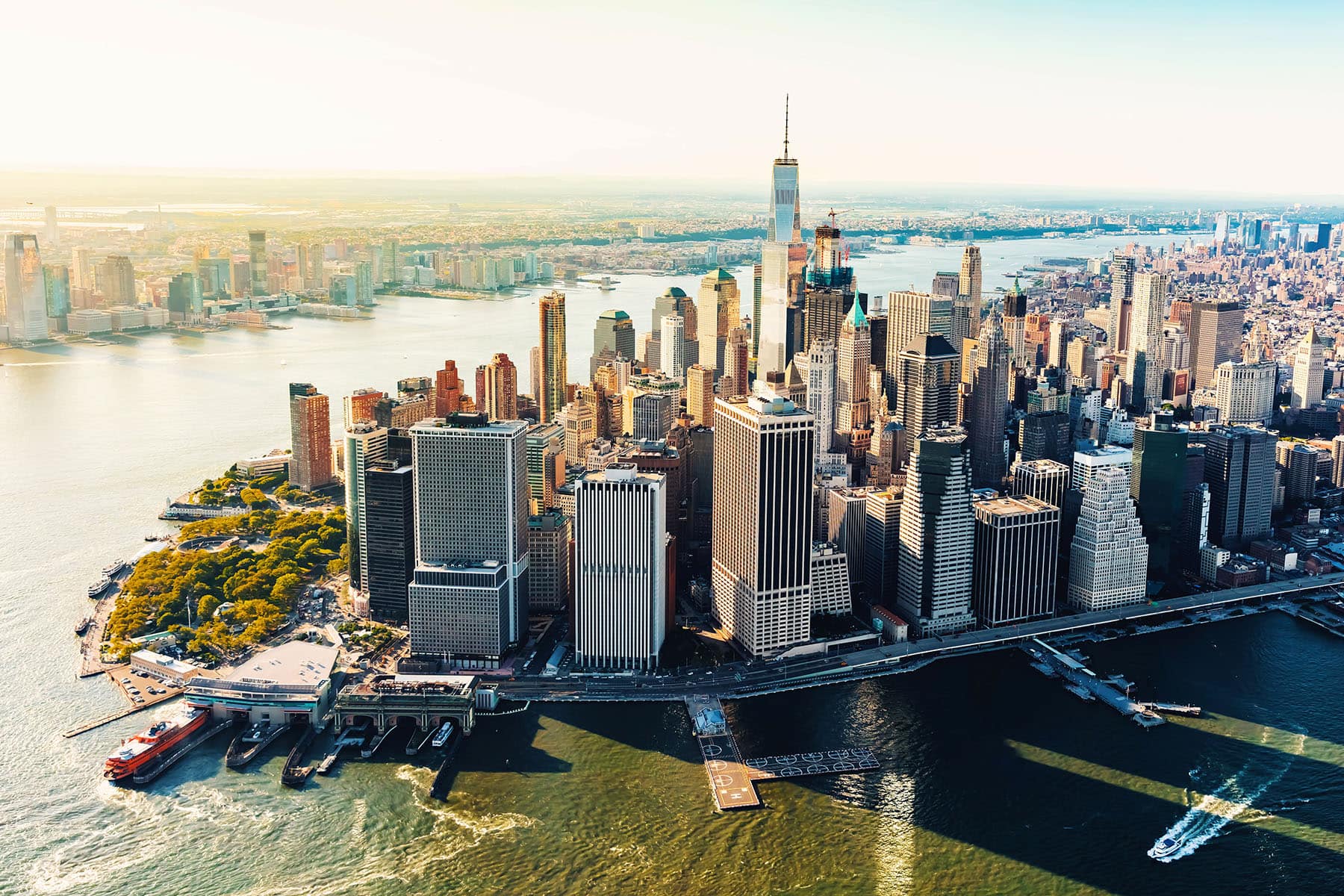 Manhattan i New York sätt från ovan