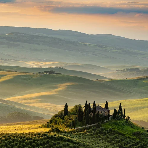 Landskapsbild från vingårdar i Toscana i Italien